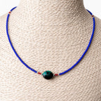 Colgante fino de lapislázuli y turquesa de Nepal - collar (42 cm)