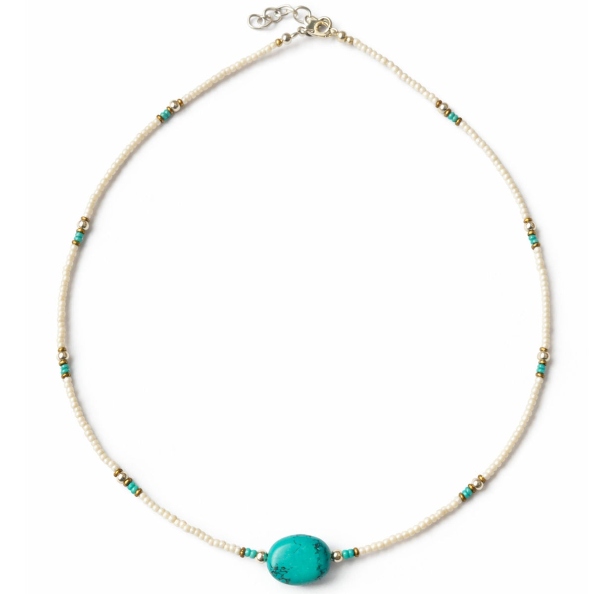 Colgante de cuentas de howlita nepalí y turquesa - collar (42 cm)
