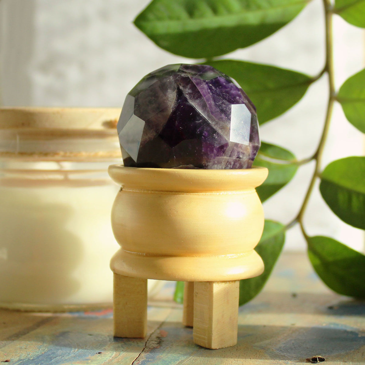 Bola Curativa de Piedras Preciosas y soporte - Cuarzo rosa