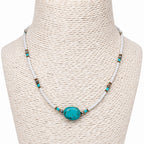 Colgante de cuentas de howlita nepalí y turquesa - collar (42 cm)