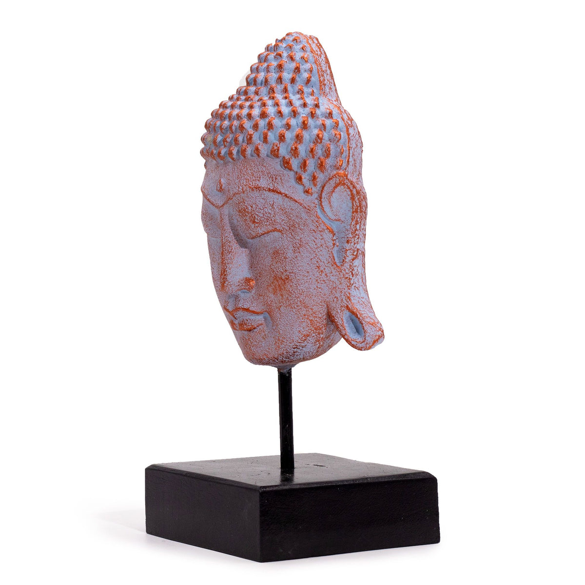 Cabeza de Buda Serenidad Grande sobre Soporte - Cobre Azul