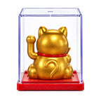 Mini gato de la fortuna con energía solar en una caja - Dorado