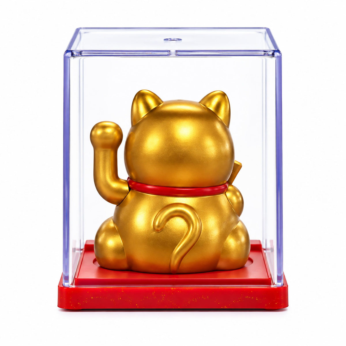Mini gato de la fortuna con energía solar en una caja - Dorado