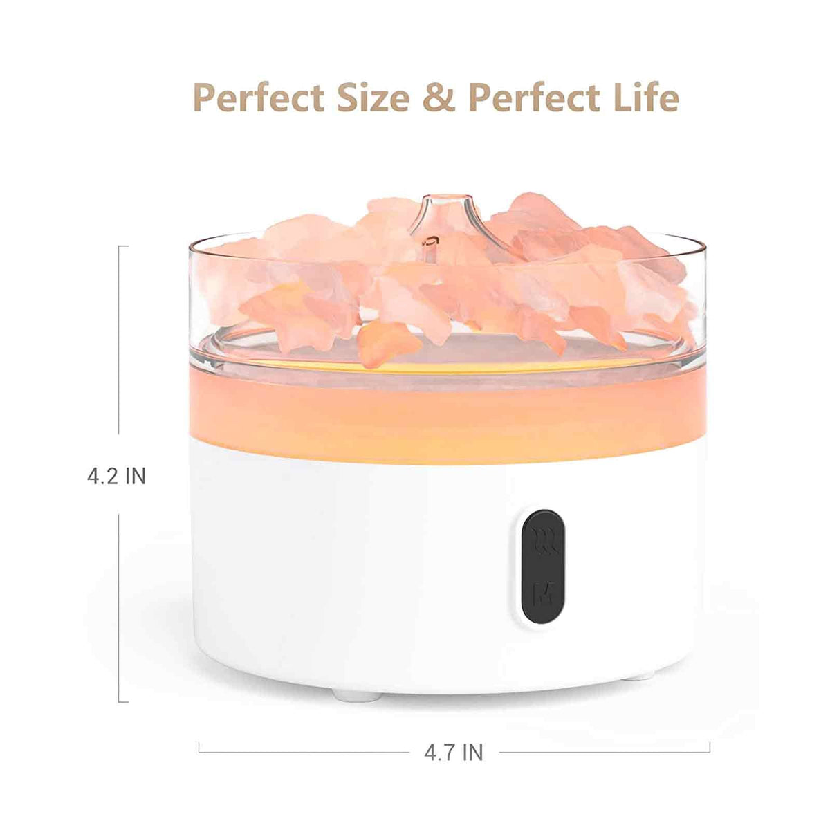 Difusor de Aroma de Sal del Himalaya - Luz Nocturna - USB-C - Efecto Llama (Sal incluida)