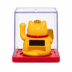 Mini Gato de la Suerte en Caja con Energía Solar - Amarillo