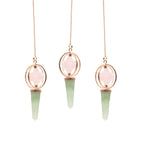 Brújula del Corazón - Estrella Merkaba giratoria de dos piezas en péndulo de cobre - cuarzo rosa y aventurina verde