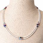 Collar fino de howlita nepalesa de doble hilera y cuentas facetadas - (42 cm)