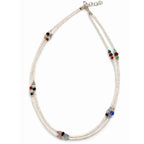 Collar fino de howlita nepalesa de doble hilera y cuentas facetadas - (42 cm)