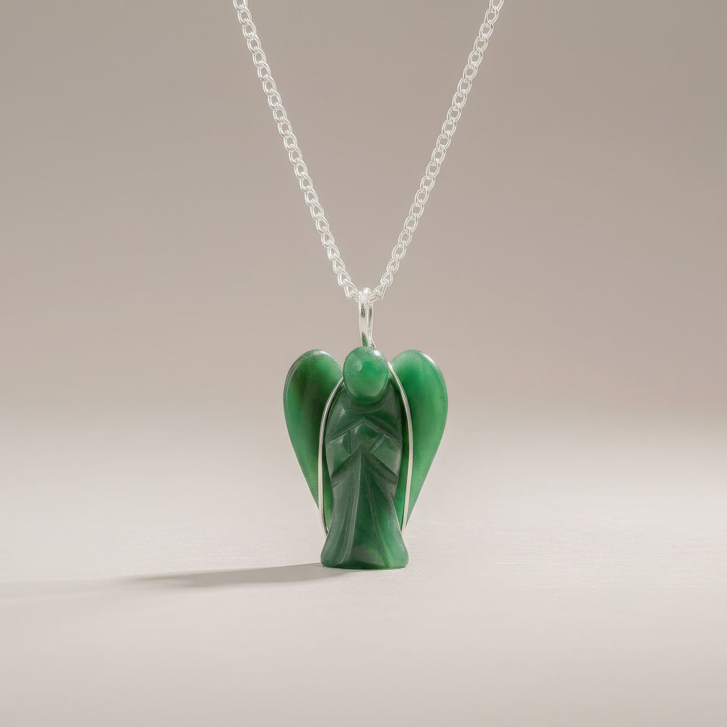 Colgante de ángel guardián de gema - aventurina verde