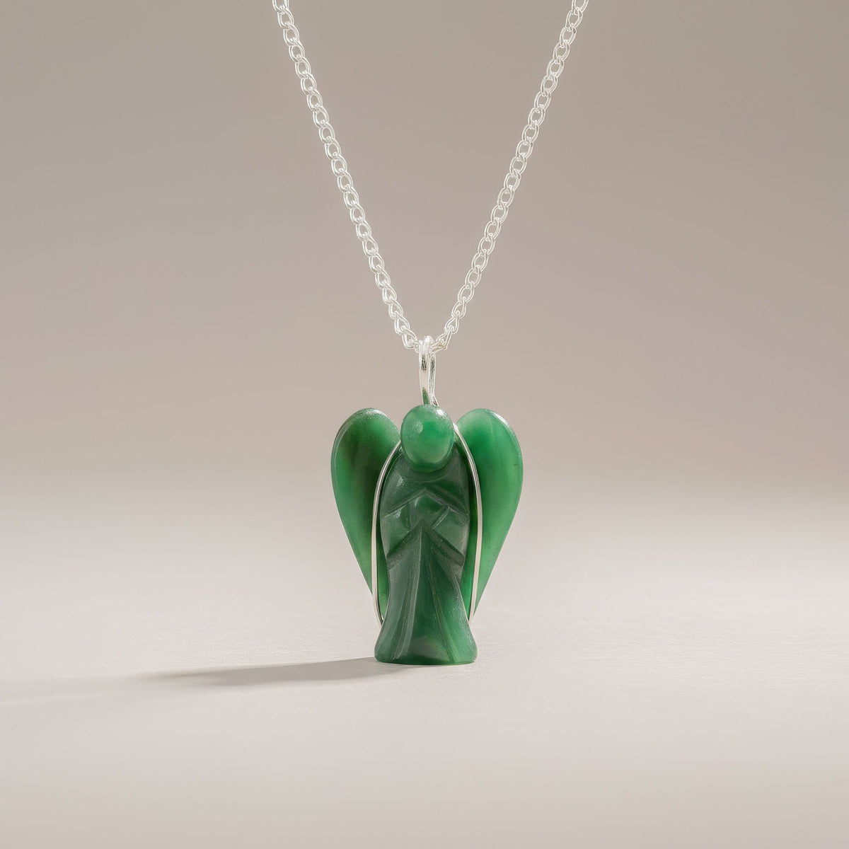 Colgante de ángel guardián de gema - aventurina verde