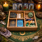 Caja de tarot de cuatro compartimentos con soporte para cartas